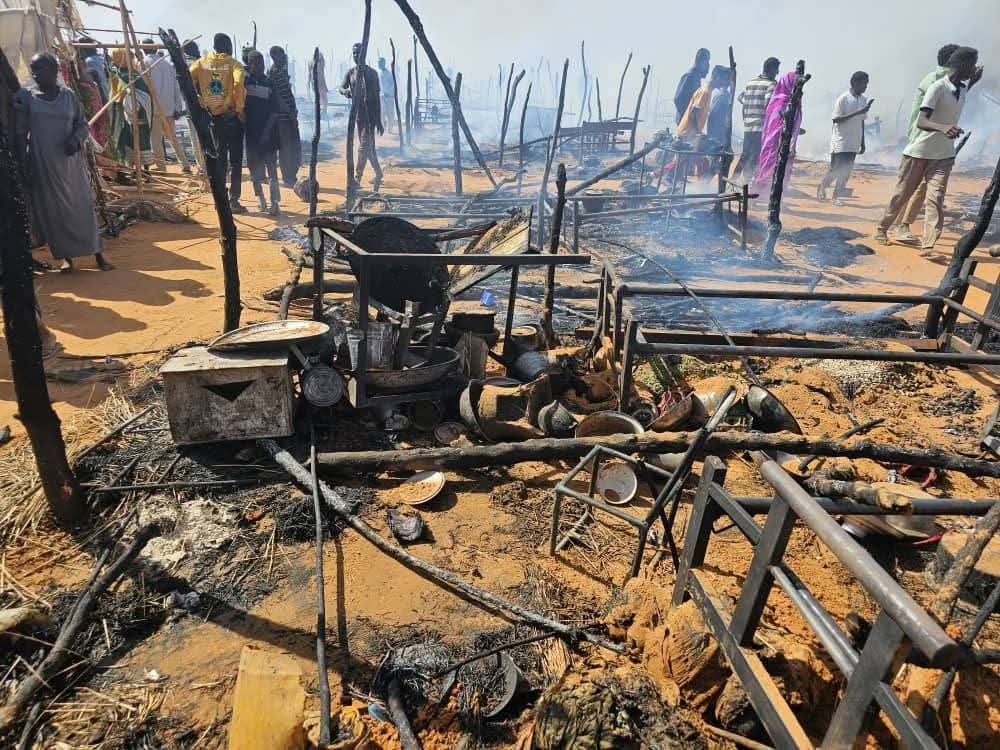 حريق في مركز الإيواء الموحد بالأبيض يتسبب في خسائر بشرية ومادية