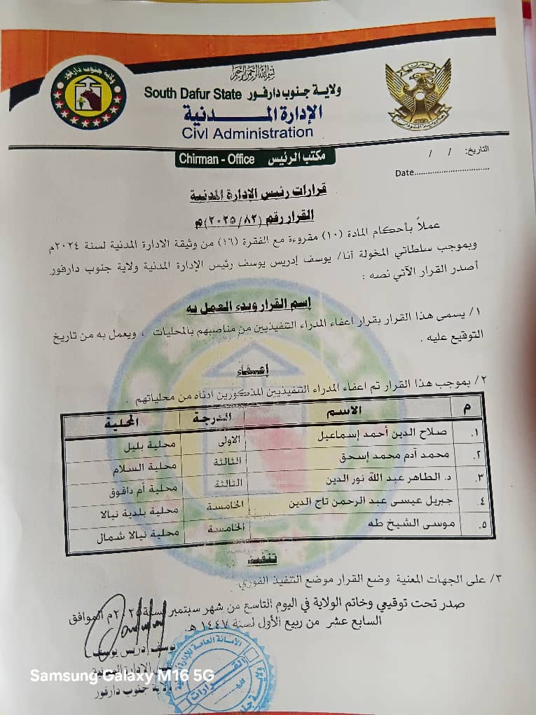 تأكيدًا لانفراد “الشارع السوداني”: إعفاء مسؤول ما يعرف بالإدارة المدنية لمحلية بليل على خلفية فضيحة اختلاس معدات شمسية