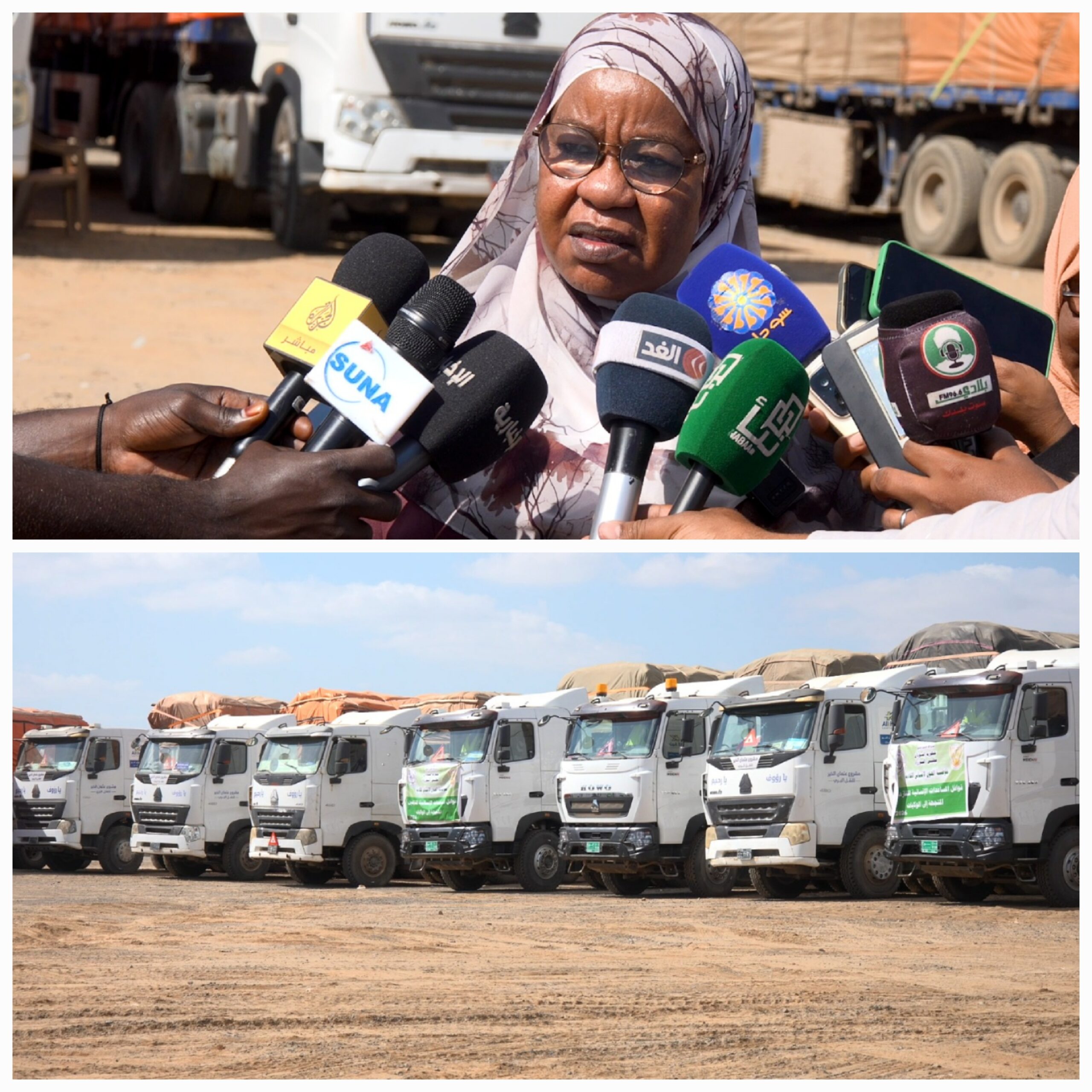 أكدت تمديد فتح معبر ادري سلوي بنية تدشن  قوافل المساعدات المتجهة الي المتضررين في كل  الولايات